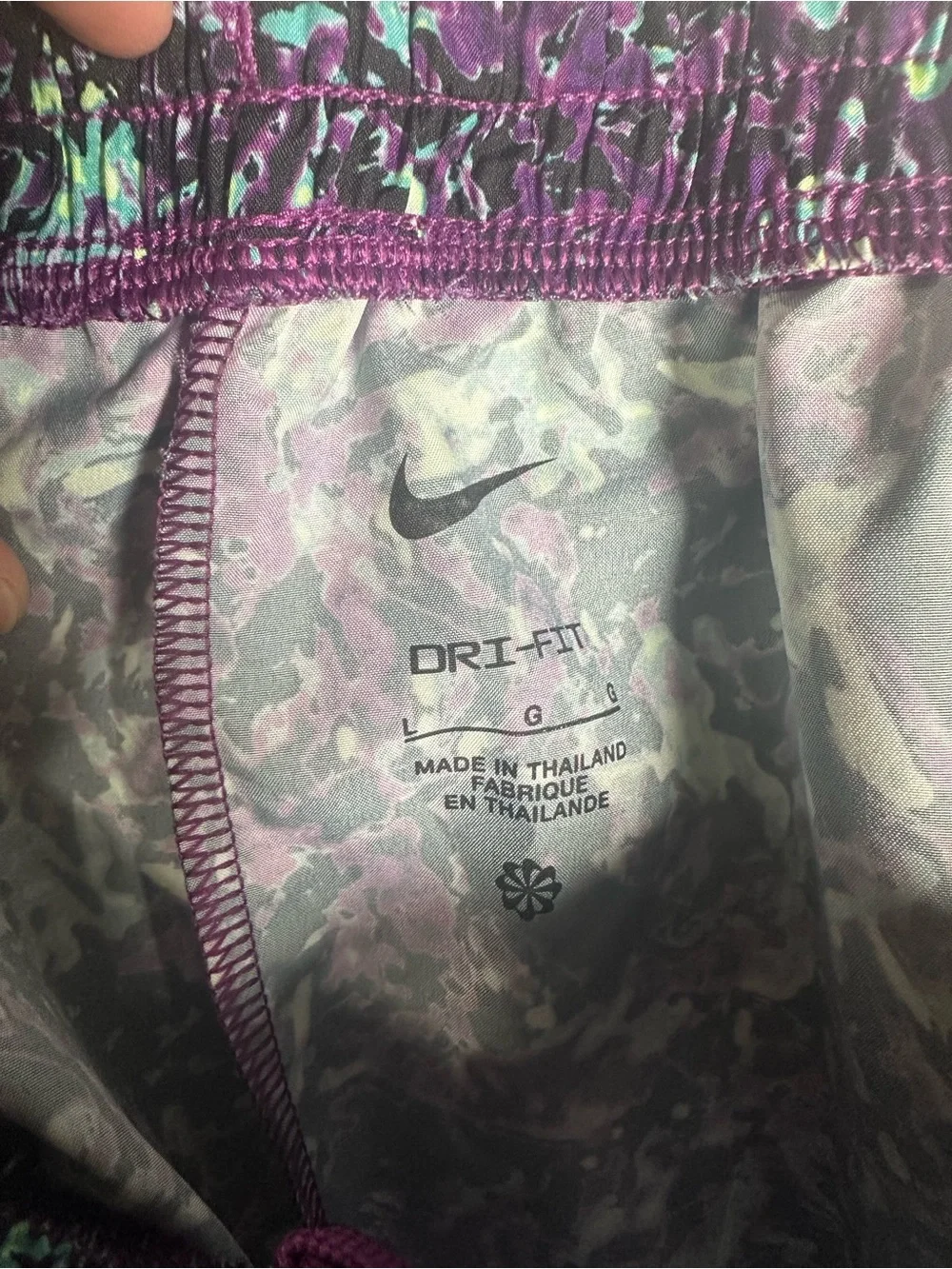 Nike Girls Abstract Print Athletic Shorts - Purple & Aqua Size Large 14-16 NWT